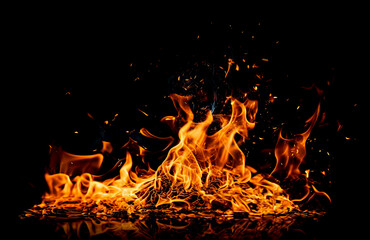 Fire flames on back background