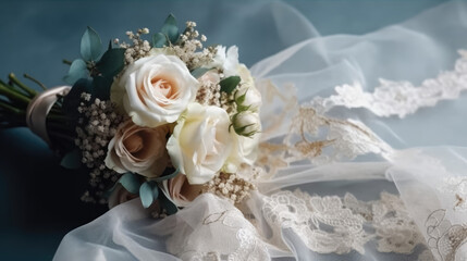 Bridal Elegance. Capture the essence of romance with a wedding bouquet themed arrangement, isolated on an empty background with copy space. AI Generative