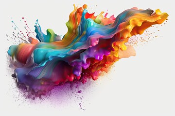 Rainbow Paint Splash: Closeup, Artistic, and Flowing Colorful Design Element on a Transparent Background: Generative AI
