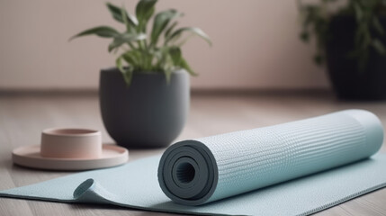 Serene Relaxation Haven. Empty background with a massage table adorned with towels, candles, and aromatherapy oils. Copy space for text. Spa retreat, wellness AI Generative	
