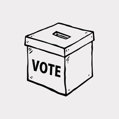 Doodle style ballot box vote ,Election concept sign, vector illustration 