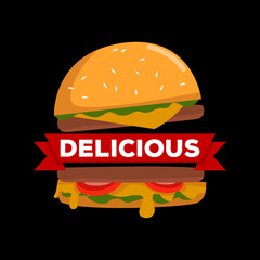 burger logo delicious with melting cheese