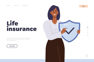Online service landing page promoting life insurance policy for people, property and business