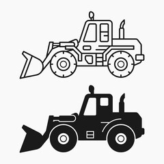front loader construction machine line shape icon vector flat illustration