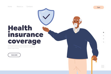 Online help service landing page advertising health insurance coverage for aged elderly people