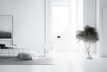 comfortable white room. Generative AI