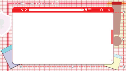 Interface window, tab website, web browser, web page, flat window and app homepage display with PC icons toolbar.   