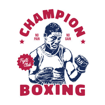 Fight Club Boxing Champion vintage illustation