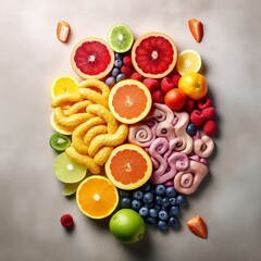 Obraz na płótnie Canvas Fruit Slices: Brain Top View. Generative AI