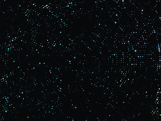 Abstract pattern with color dots and blot. Vector purple,violet glitter particles background for luxury greeting card. Star dust sparks in explosion on black background.