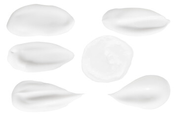 A set of different cream strokes. cosmetic cream strokes without shadows. Without background. PNG