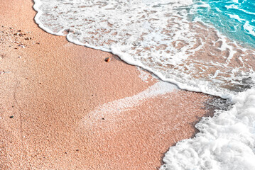 Beach with sand in Montenegro in the city of Herceh Novi