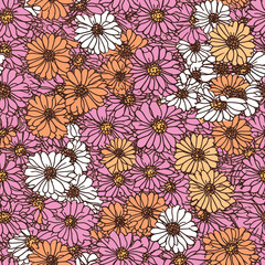 Seamless Colorful Daisy Pattern.

Seamless pattern of daisys in colorful style. Add color to your digital project with our pattern!