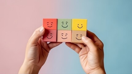 Hand choosing happy smile, good feedback. Generative ai