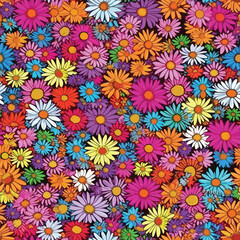 Fototapeta na wymiar Seamless Colorful Daisy Pattern.Seamless pattern of daisys in colorful style. Add color to your digital project with our pattern!