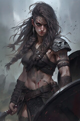 Obraz premium Barbarian Woman Painting
