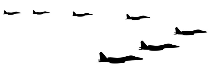 Silhouette of flying military aircraft clipart. Air attack. Bombers. War. General Dynamics F-16 Fighting Falcon