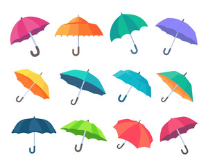 Colorful umbrella icon for rain protection open sun umbrella simple style