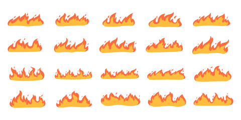 Cartoon fire effect. A yellow bonfire burns to heat.
