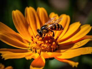 Bee Landing on Summer Flower -AI Generated