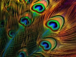 Colorful Peacock Feather Close-up - AI Generated