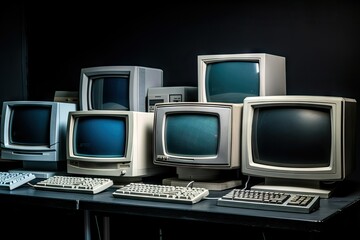 Old Y2K-Era Computer Monitors Still Life - AI Generated