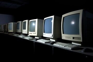 Old Y2K-Era Computer Monitors Still Life - AI Generated