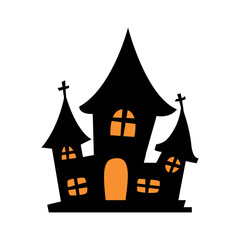 Obraz na płótnie Canvas silhouette of vampire castle Scary ghost house on Halloween night.