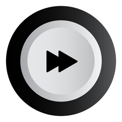 Black and white 3D forward button icon for music, video and multimedia