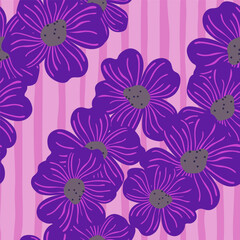 Big bud chamomile flower seamless pattern in simple style. Cute stylized flowers background.