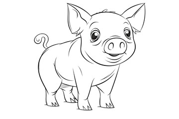 Cute cartoon pig on a white background. Generative ai.