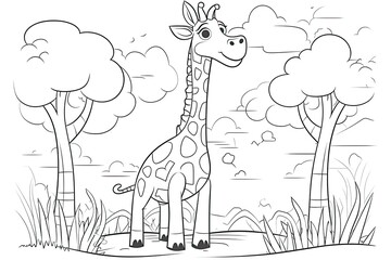 Big savannah giraffe on a white background. Generative ai.