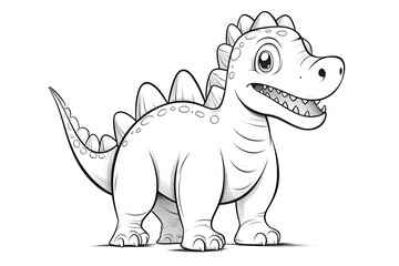 Fototapeta premium Cute cartoon smiling dinosaur isolated on white background. Generative ai.