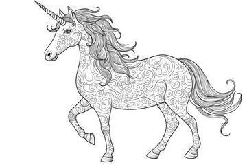 Obraz na płótnie Canvas Unicorn for children's coloring isolated on a white background. Generative ai.