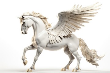 Beautiful mythological Pegasus isolated in a white background. Generative ai.