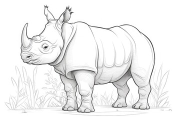 Fototapeta premium Large African rhinoceros on a white background. Generative ai.