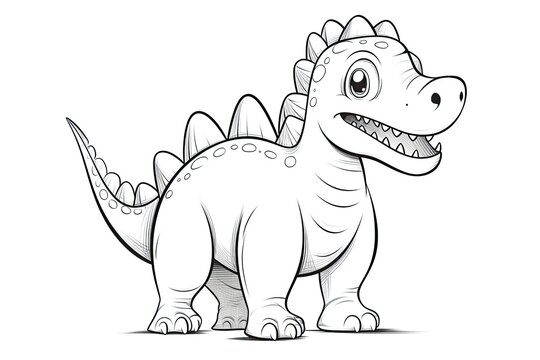 Cute cartoon smiling dinosaur isolated on white background. Generative ai.