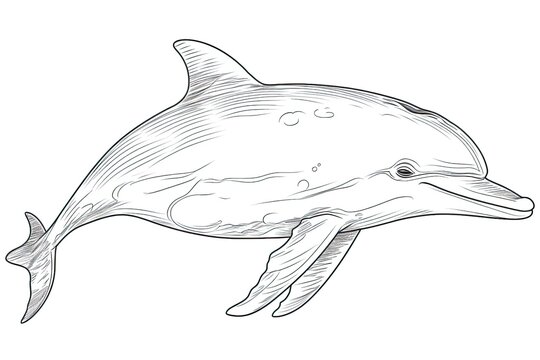 recommend clip art: Sea dolphin on a white background for coloring. Generative ai.