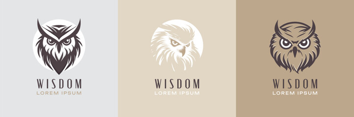 Owl Logo Set. Premium Vector Design Illustration.