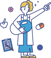 薬剤師の職業に就く女性のイラスト