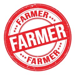 FARMER text written on red round stamp sign