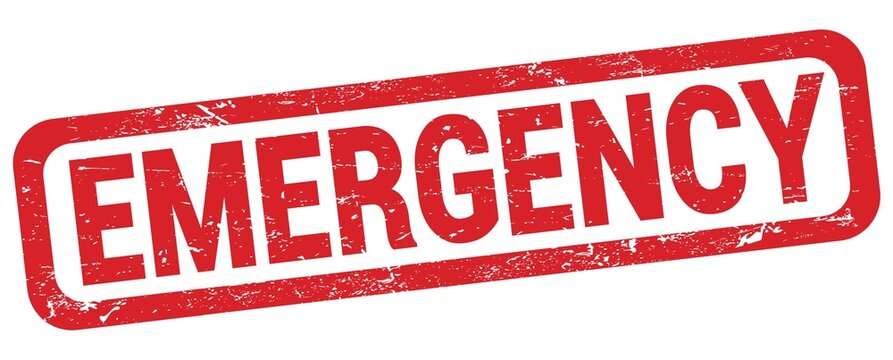 EMERGENCY text written on red rectangle stamp.