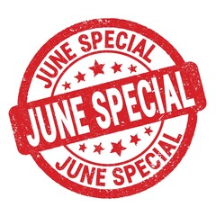 JUNE SPECIAL text written on red round stamp sign.