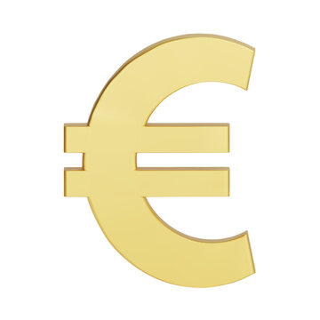 Gold Euro currency symbol isolated on white background. 3D golden money currency signs. 3D png Illustration.