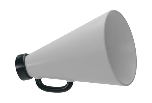 White Megaphone icons isolated on white background. 3d megaphone speaker loudspeaker bullhorn for announcing promotion, 3d png illustration.