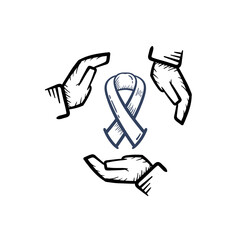 Obraz premium Awareness cancer desease ribbon hand drawing icon doodle line art sketch illustration