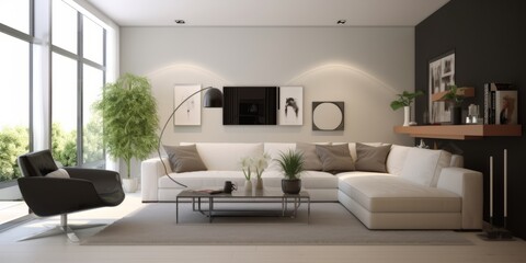 Fototapeta na wymiar Contemporary Stylish Living Room Design AI Generated Generative AI