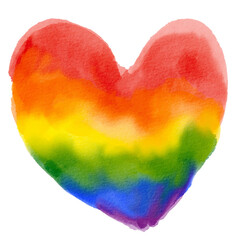Rainbow flag brush style in heart shape isolate on white background. Vector illustration.
