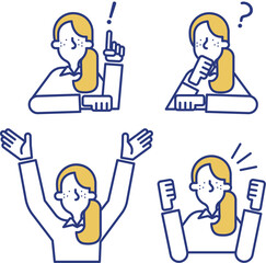 カジュアル女性のシンプルなアイコンセット（B）