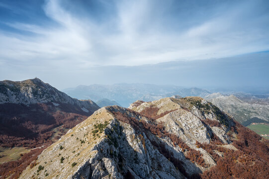 Beautiful mountain view near Negosh mausoleum in Lovcen national park, Montenegro